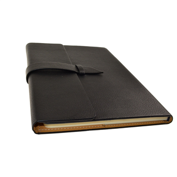 Notebook with strap closure