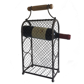 Unique Design Bronze Tone 3 Bottle Tabletop Wine Rack Display Organizer Holder Stand