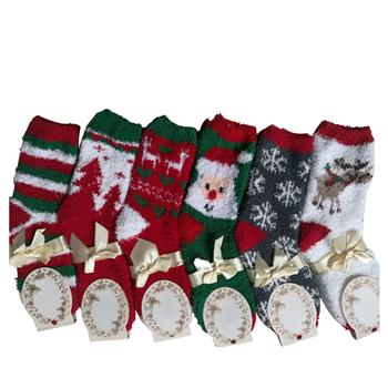 Christmas Coral Velvet Socks