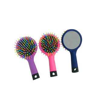 Rainbow Volume Anti-static Hair Curl Straight Massage Comb Brush Mirror