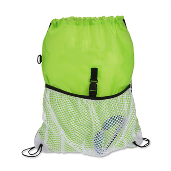 Drawstring Backpack Mesh Bag with Buckle