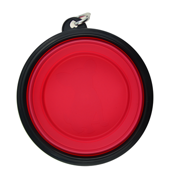 Big  Collapsible TPE Black Edge Pet Bowl with Carabiner 