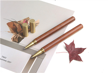 Wood Design Ballpen with Gold Cap