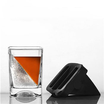 Whiskey Wedge Glass Cup With Silicone Ice Mould