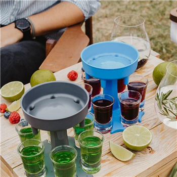 6 Shot Party Glass Dispenser and Holder with cups set
