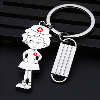 Nurse And Mask Shape Keychain