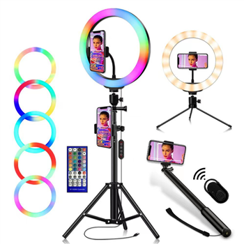 RGB 10 Inch Selfie Ring Light with Stand and Phone Holder