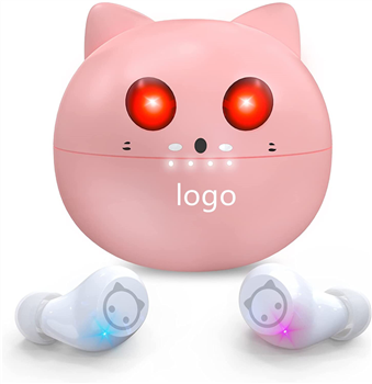 Cute Kittycat Cartoon Design in-Ear TWS Wireless Earset with Dual Micphone