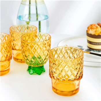 10 oz Cups Pear Pineapple Colorful Stackable Drinking Glass Sets