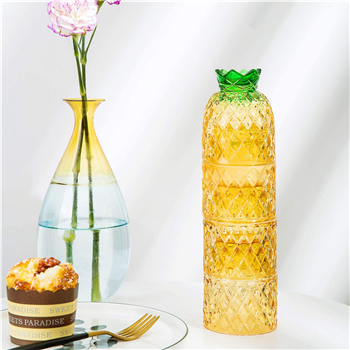 10 oz Cups Pear Pineapple Colorful Stackable Drinking Glass Sets