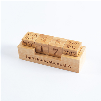 Wooden Cube Calendar Blocks with Stand