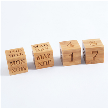 Wooden Cube Calendar Blocks with Stand