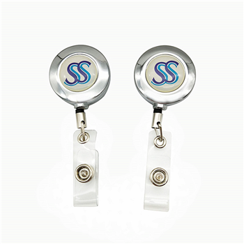 Silver Metal Retractable Badge Holder