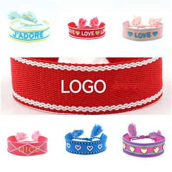 Woven Embroidery Letter Tassel Bracelet