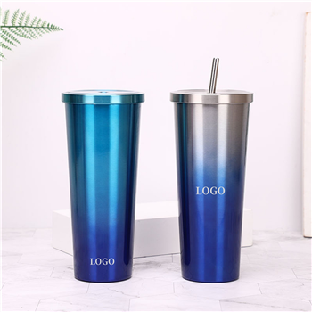 25 oz. Double Wall Gradient Mug w/ Straw