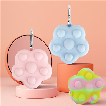 3D Star shape Silicone Pop Push Bubble Fidget With Carabiner
