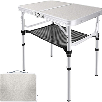 Adjustable Height Camping Table with Mesh Layer