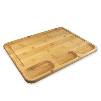 3-Well Kitchen Prep & Serve Bamboo Board