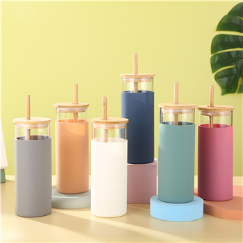 17Oz Glass Straw Bottle With Silicone Sleeve