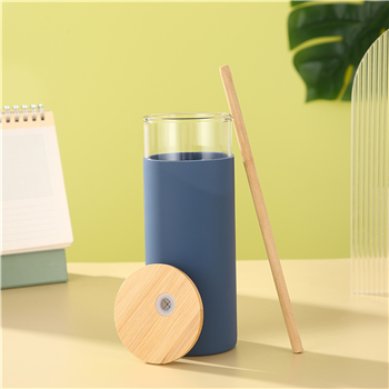 17Oz Glass Straw Bottle With Silicone Sleeve