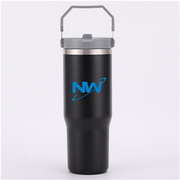 30oz. Stainless Steel Tumbler With Handle And Straw