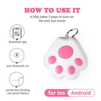 Paw Shape Wireless Smart Bluetooth Tracker Anti-Lost Device Keychain Key Finder