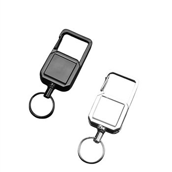 Retractable Square Metal Keychain