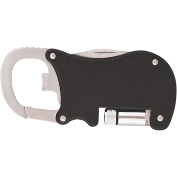 Bottle Opener Carabiner With Flashlight & Knife
