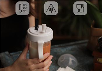 14 oz. Compartmentalised Double Drinking Straw Mug