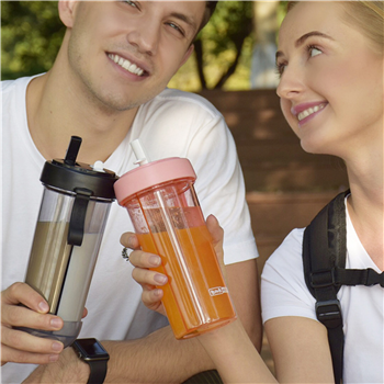 14 oz. Compartmentalised Double Drinking Straw Mug
