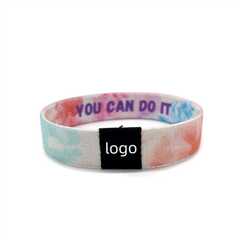 3/4" Sublimated Elastic Event Wristband W/ Customizable Woven Label
