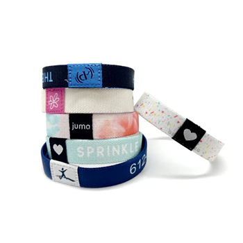3/4" Sublimated Elastic Event Wristband W/ Customizable Woven Label