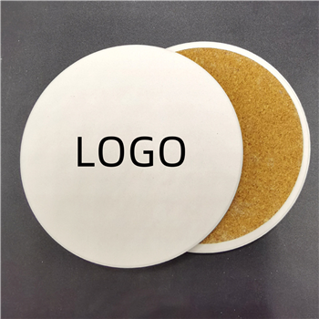 3.5" Round Ceramic Coaster with Cork Base