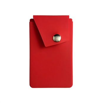 Silicone Cell Phone Wallet & Stand Stick-on Credit Card Pocket w/Button Closure