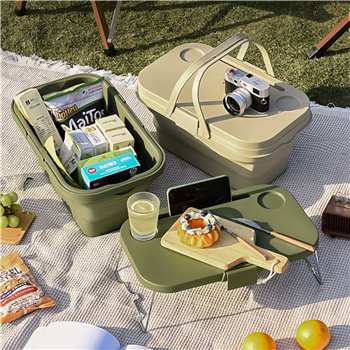 Collapsible Picnic Basket with Portable Folding Table