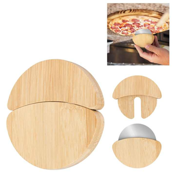 Bamboo Pizza Cutting Wheel With Lid