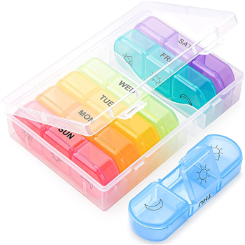 21 Compartment 7 Day Pill Box