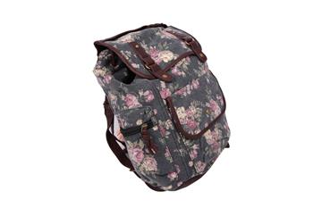 Canvas Cargo With Faux Leather Trim Backpack Handbag